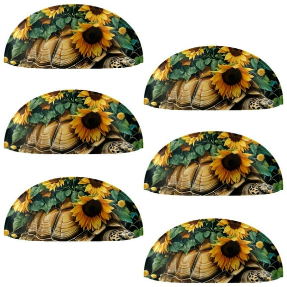 PhooArto 6 Pcs Cup Drawer Pulls, Forest Sea Turtle Sunflowers Shell Shape Handles Cabinet Knobs for Dresser Cupboard Closet Wardrobe with Screws