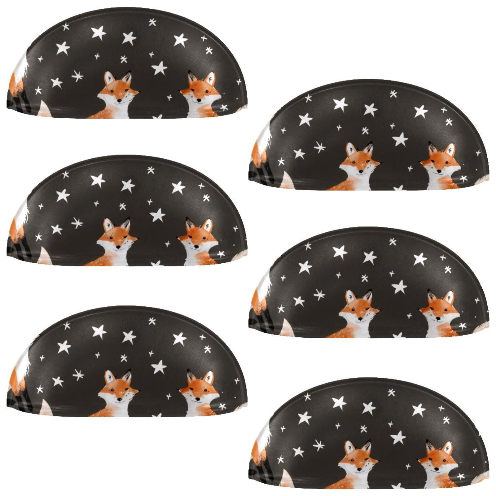 PhooArto 6 Pcs Cup Drawer Pulls, Fox Stars Pattern Shell Shape Handles Cabinet Knobs for Dresser Cupboard Closet Wardrobe with Screws
