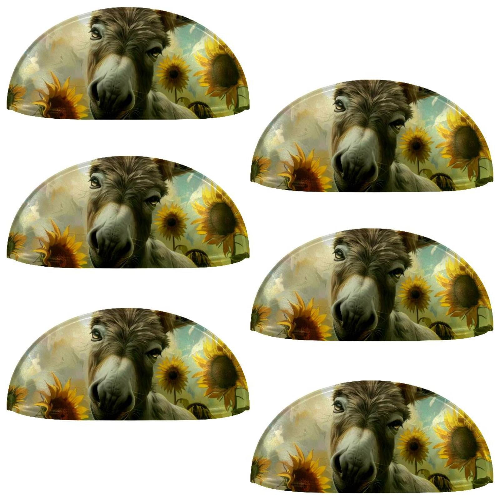 PhooArto 6 Pcs Cup Drawer Pulls, Funny Donkey Sunflower Shell Shape Handles Cabinet Knobs for Dresser Cupboard Closet Wardrobe with Screws