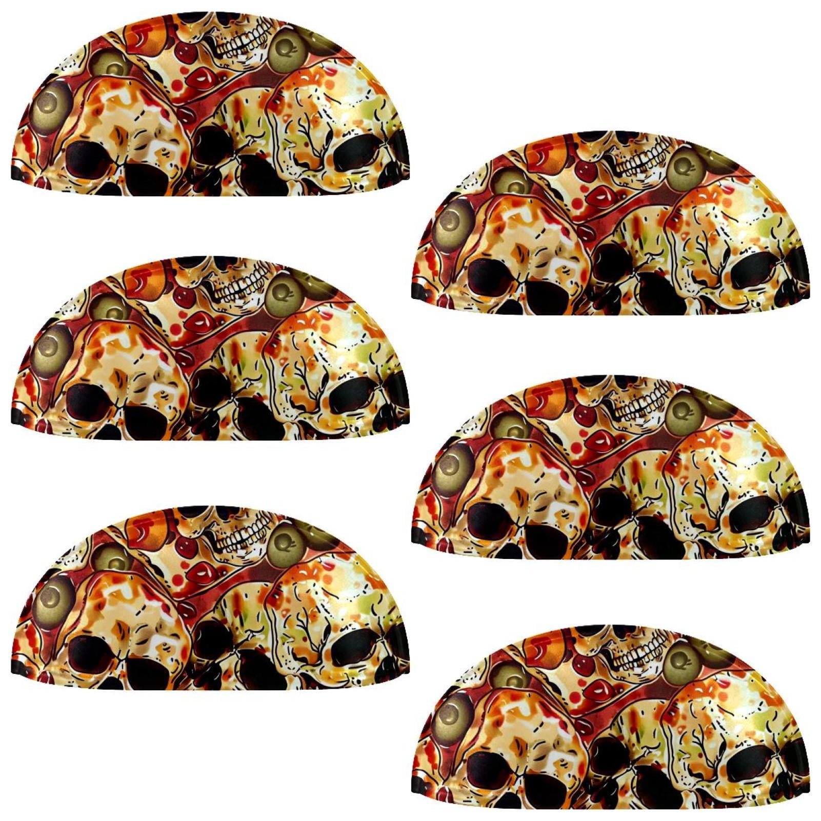 PhooArto 6 Pcs Cup Drawer Pulls, Funny Skulls Pizzas Pattern Shell Shape Handles Cabinet Knobs for Dresser Cupboard Closet Wardrobe with Screws