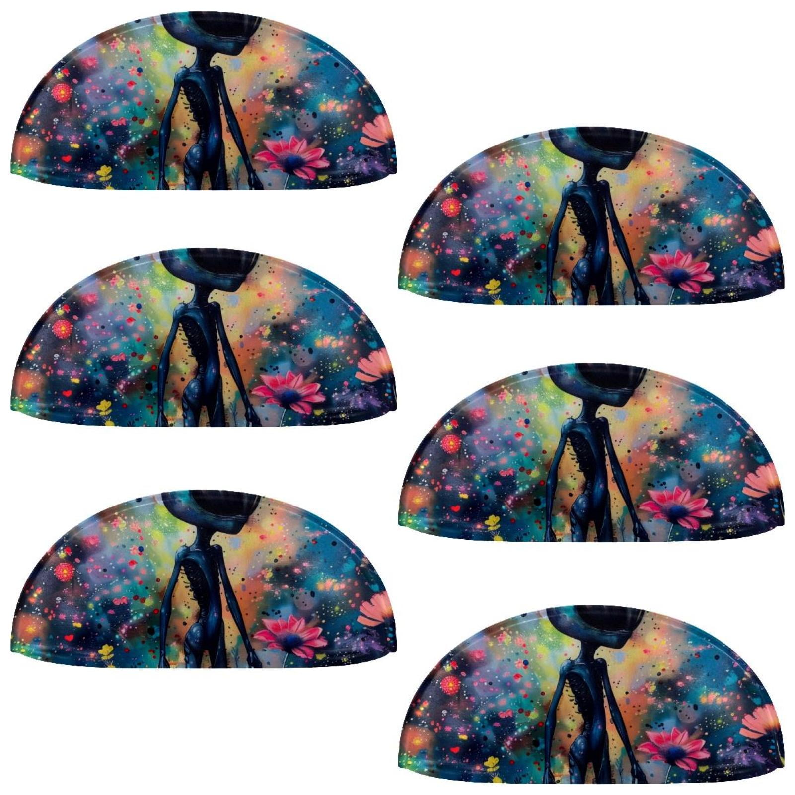 PhooArto 6 Pcs Cup Drawer Pulls, Galaxy Alien Colorful Flowers Shell Shape Handles Cabinet Knobs for Dresser Cupboard Closet Wardrobe with Screws