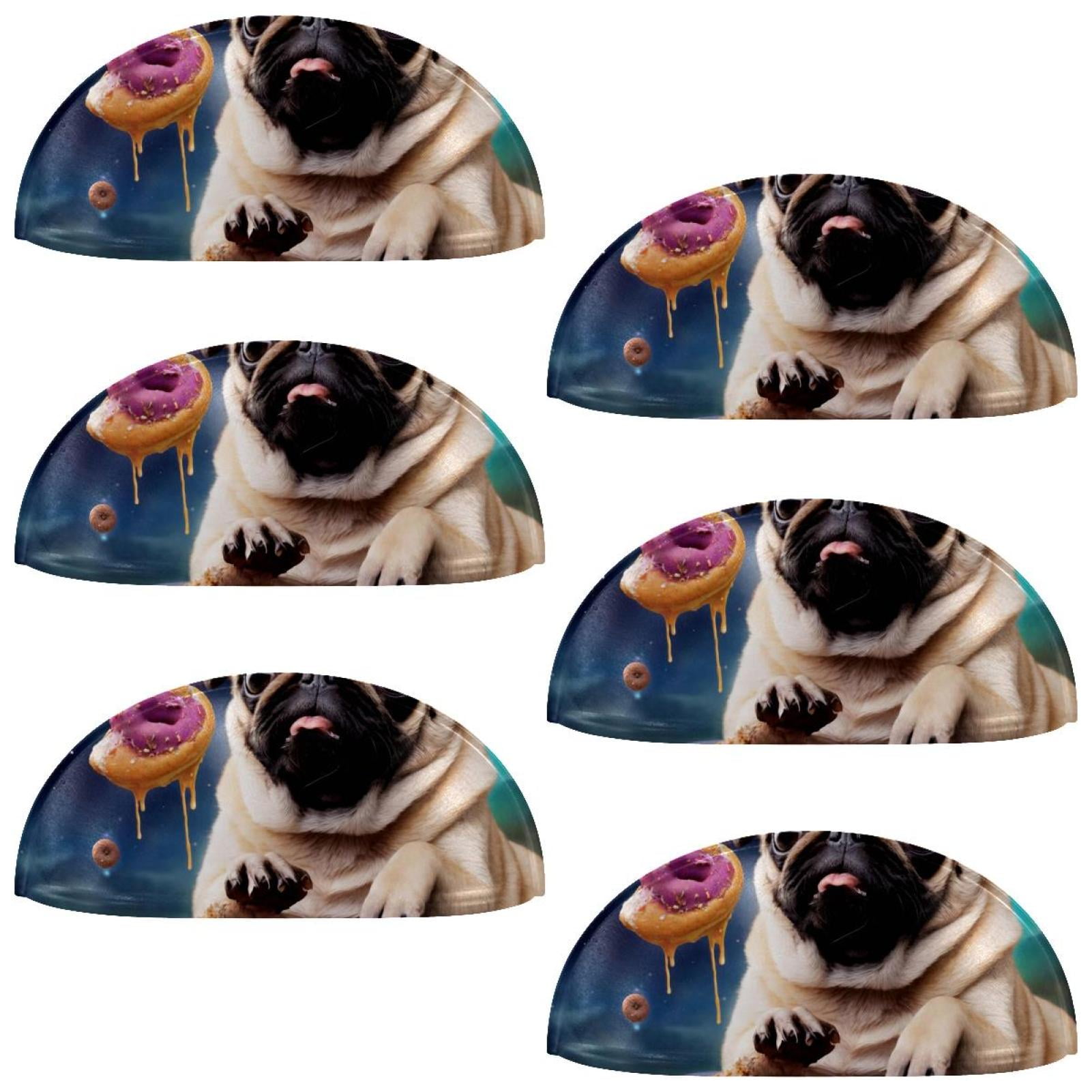 PhooArto 6 Pcs Cup Drawer Pulls, Galaxy Cute Pug Dog Donuts Shell Shape Handles Cabinet Knobs for Dresser Cupboard Closet Wardrobe with Screws