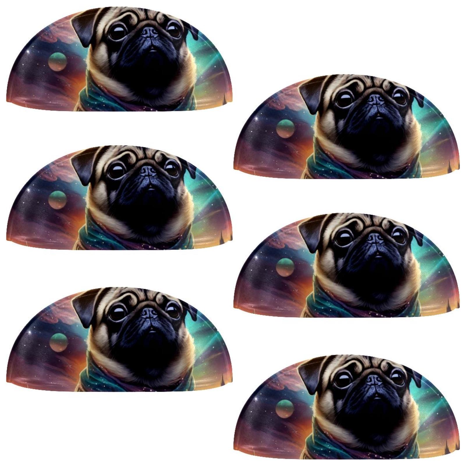 PhooArto 6 Pcs Cup Drawer Pulls, Galaxy Pug Dog Shell Shape Handles Cabinet Knobs for Dresser Cupboard Closet Wardrobe with Screws