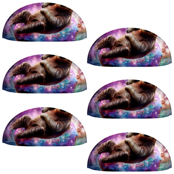 PhooArto 6 Pcs Cup Drawer Pulls, Galaxy Sloth Lying Donut Shell Shape Handles Cabinet Knobs for Dresser Cupboard Closet Wardrobe with Screws