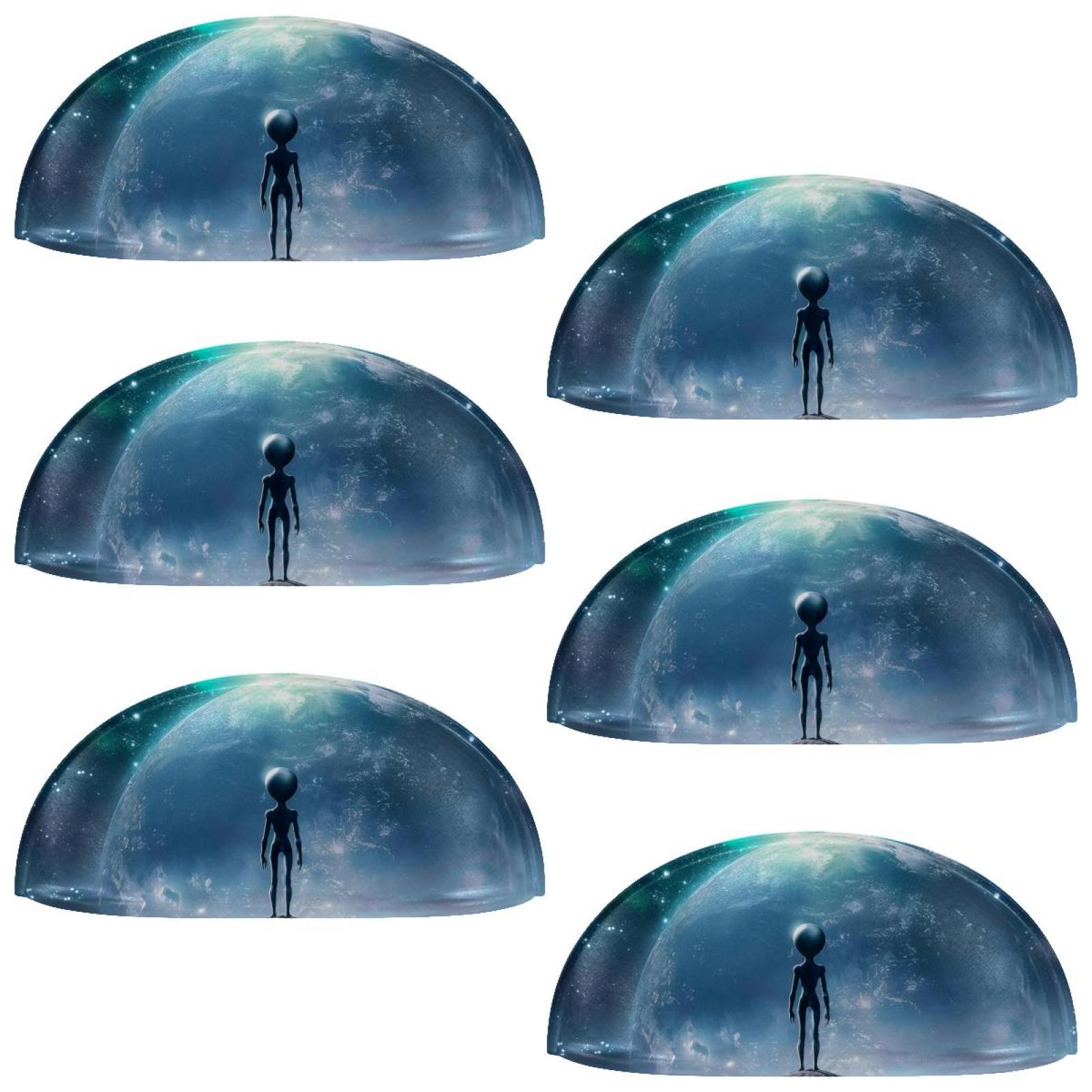 PhooArto 6 Pcs Cup Drawer Pulls, Galaxy Space Alien Shell Shape Handles Cabinet Knobs for Dresser Cupboard Closet Wardrobe with Screws