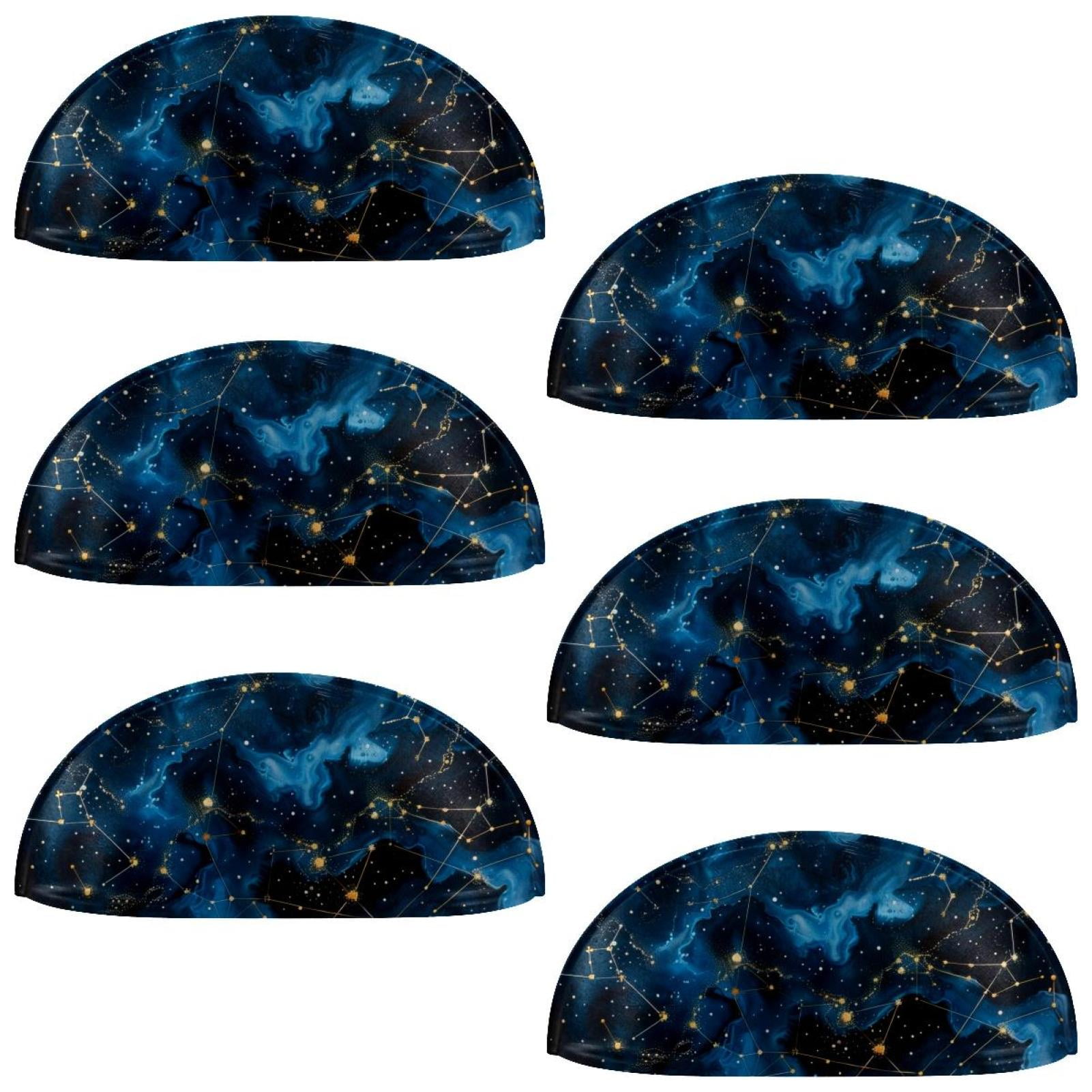 PhooArto 6 Pcs Cup Drawer Pulls, Galaxy Space Constellation Shell Shape Handles Cabinet Knobs for Dresser Cupboard Closet Wardrobe with Screws