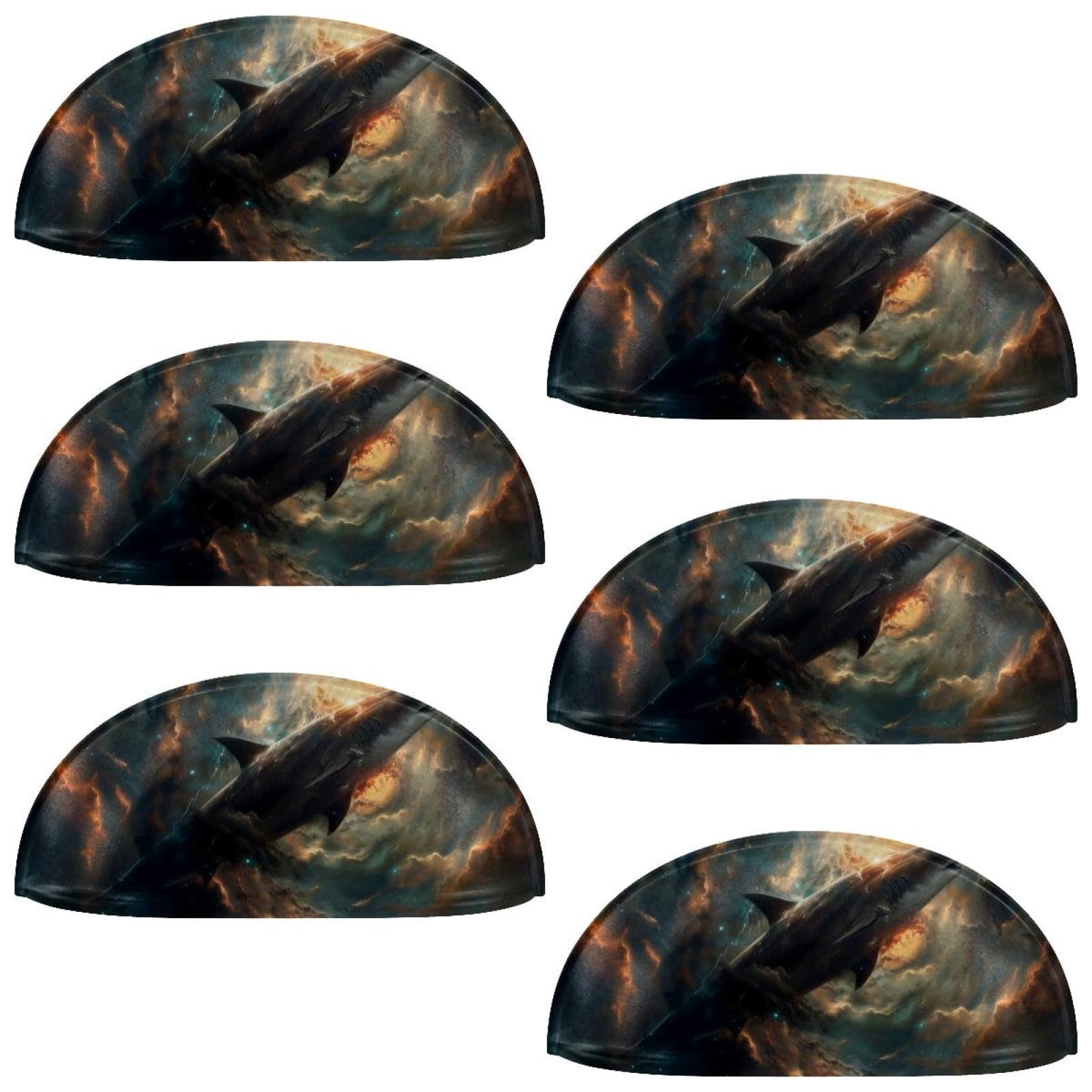 PhooArto 6 Pcs Cup Drawer Pulls, Galaxy Swimming Shark Shell Shape Handles Cabinet Knobs for Dresser Cupboard Closet Wardrobe with Screws