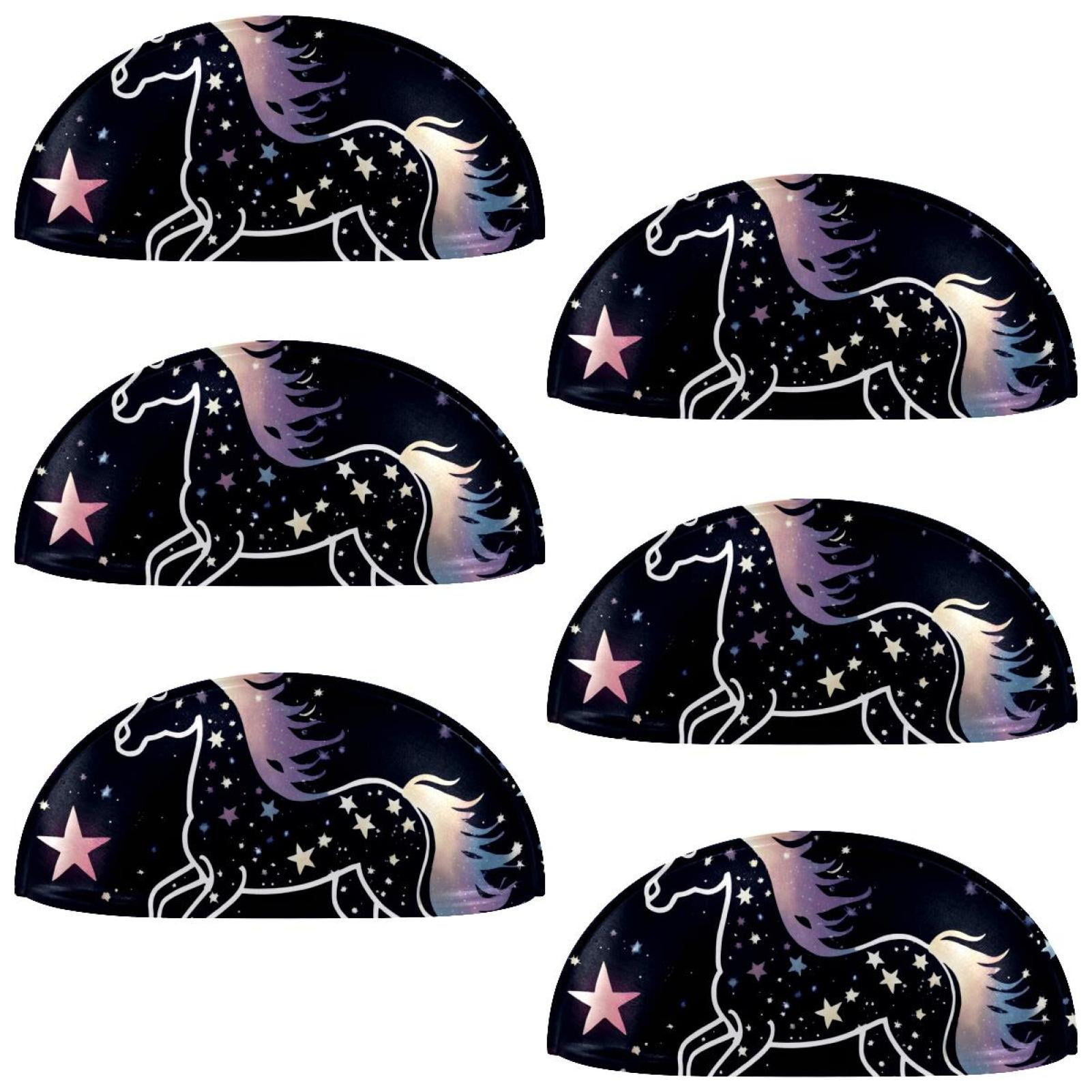 PhooArto 6 Pcs Cup Drawer Pulls, Galaxy Unicorn Silhouette Pattern Shell Shape Handles Cabinet Knobs for Dresser Cupboard Closet Wardrobe with Screws
