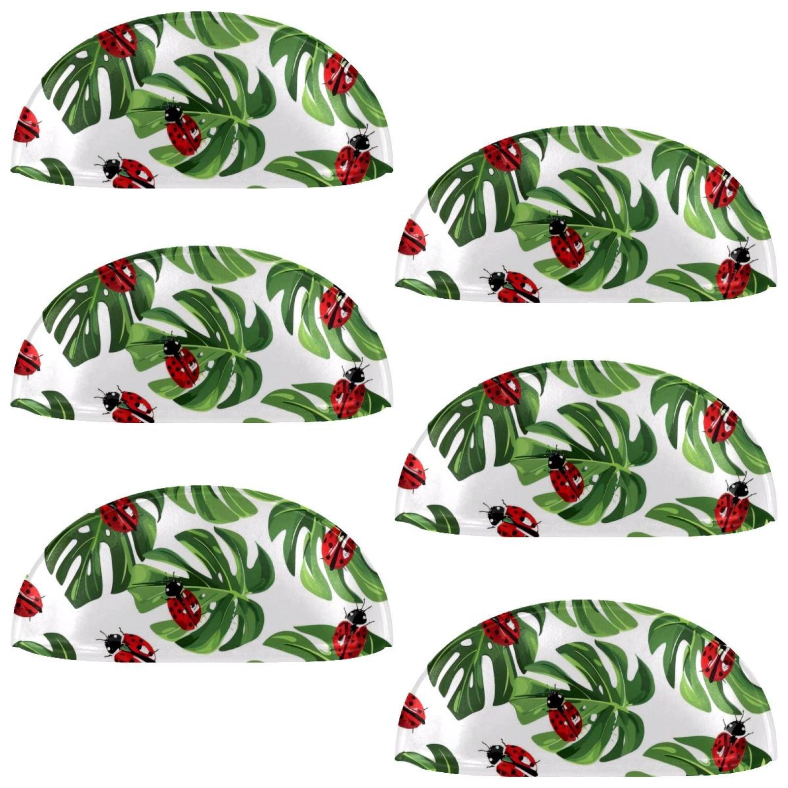 PhooArto 6 Pcs Cup Drawer Pulls, Geen Palm Leaf Ladybugs Pattern Shell Shape Handles Cabinet Knobs for Dresser Cupboard Closet Wardrobe with Screws