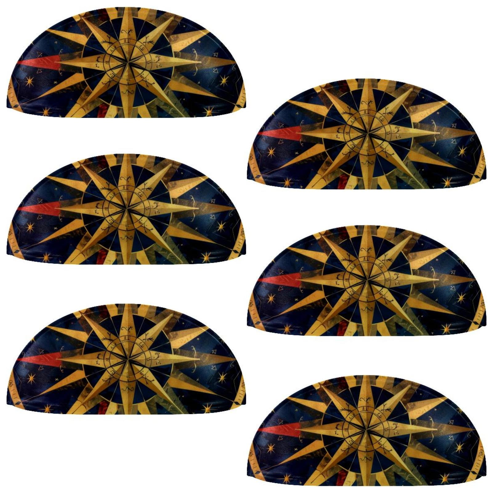PhooArto 6 Pcs Cup Drawer Pulls, Gold Compass Pattern Shell Shape Handles Cabinet Knobs for Dresser Cupboard Closet Wardrobe with Screws