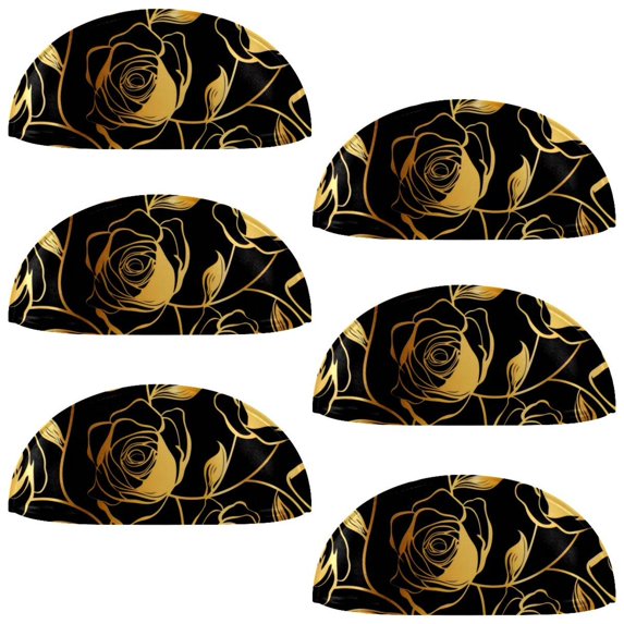 PhooArto 6 Pcs Cup Drawer Pulls, Gold Roses Flowers Silhouette Pattern Shell Shape Handles Cabinet Knobs for Dresser Cupboard Closet Wardrobe with Screws