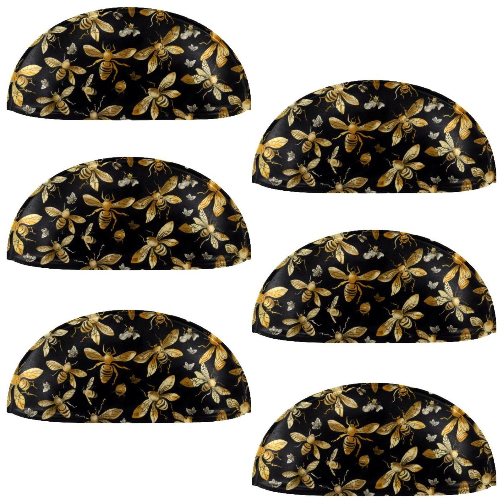 PhooArto 6 Pcs Cup Drawer Pulls, Golden Bees Patterns Shell Shape Handles Cabinet Knobs for Dresser Cupboard Closet Wardrobe with Screws