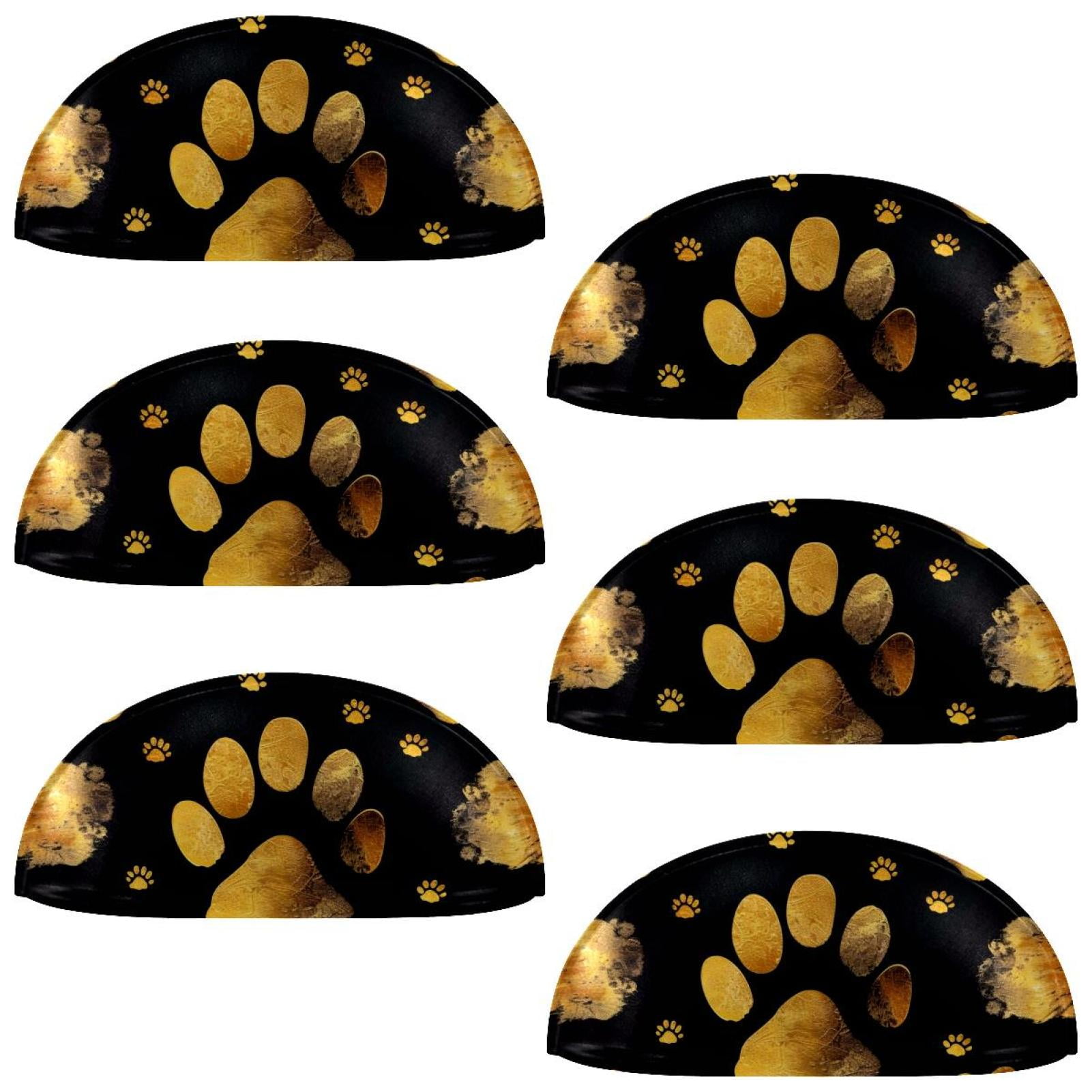 PhooArto 6 Pcs Cup Drawer Pulls, Golden Dog Paw Footprint Pattern Shell Shape Handles Cabinet Knobs for Dresser Cupboard Closet Wardrobe with Screws