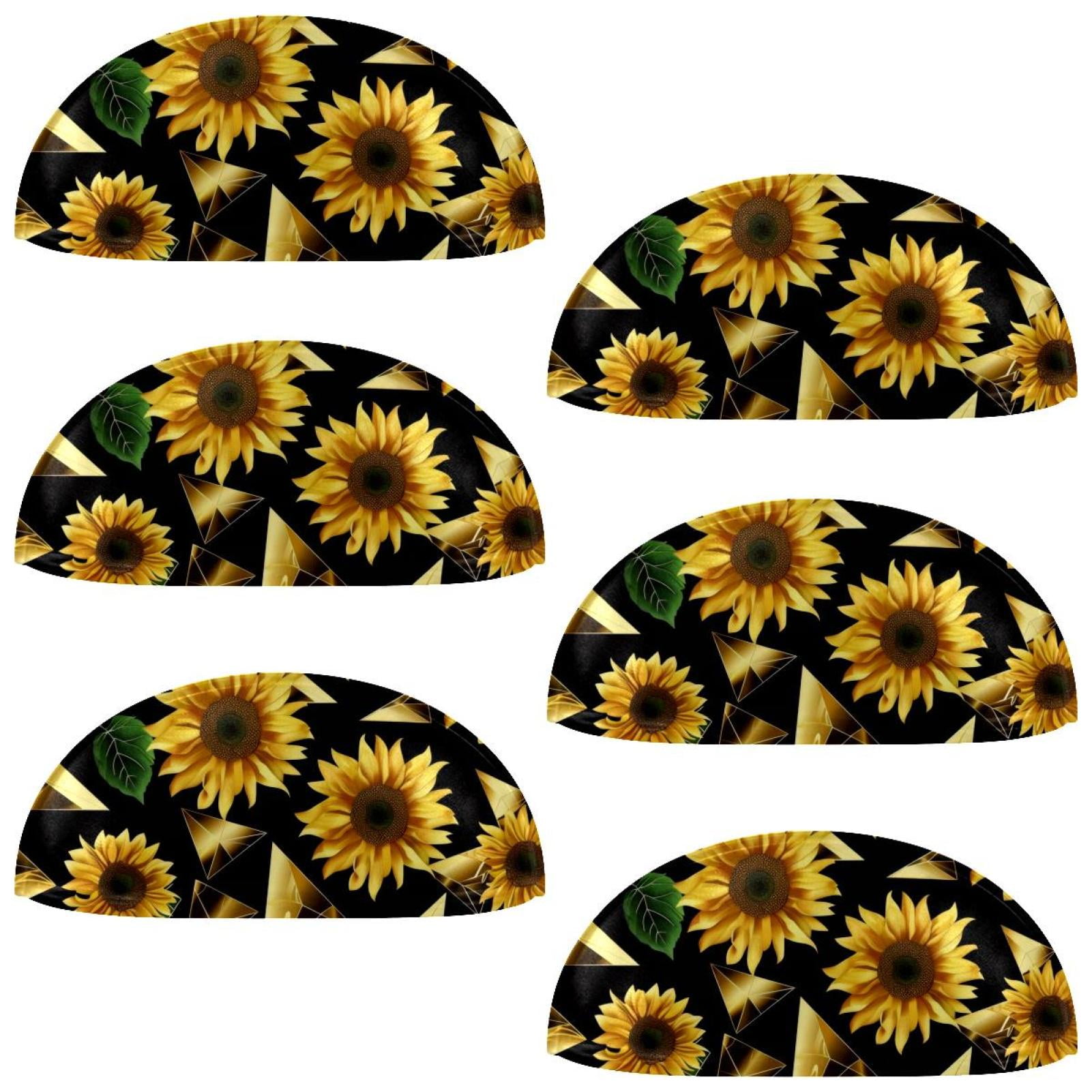 PhooArto 6 Pcs Cup Drawer Pulls, Golden Math Polygonal Sunflowers Pattern Shell Shape Handles Cabinet Knobs for Dresser Cupboard Closet Wardrobe with Screws