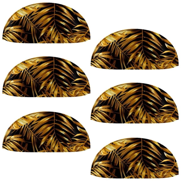 PhooArto 6 Pcs Cup Drawer Pulls, Golden Palm Leaves Jungle Pattern Shell Shape Handles Cabinet Knobs for Dresser Cupboard Closet Wardrobe with Screws