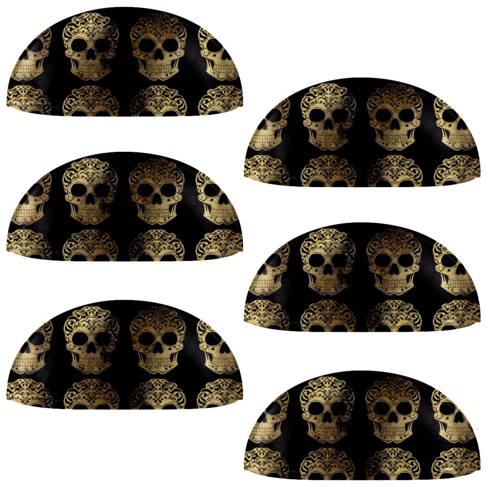 PhooArto 6 Pcs Cup Drawer Pulls, Golden Skull Head Pattern Shell Shape Handles Cabinet Knobs for Dresser Cupboard Closet Wardrobe with Screws