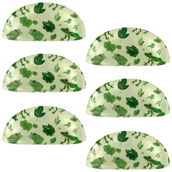 PhooArto 6 Pcs Cup Drawer Pulls, Green Animals Frog Pattern Shell Shape Handles Cabinet Knobs for Dresser Cupboard Closet Wardrobe with Screws