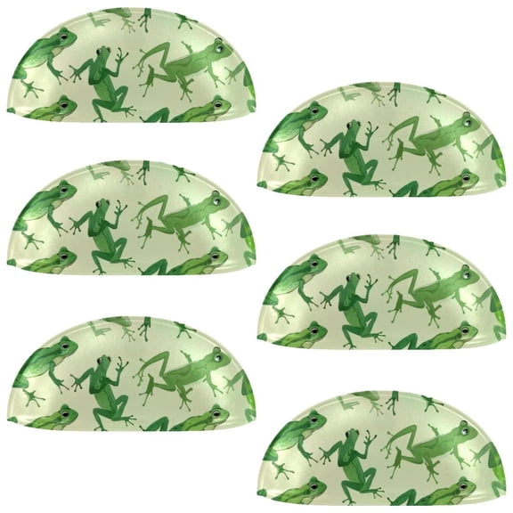 PhooArto 6 Pcs Cup Drawer Pulls, Green Frog Pattern Shell Shape Handles Cabinet Knobs for Dresser Cupboard Closet Wardrobe with Screws