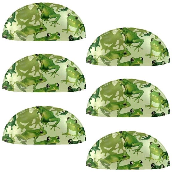 PhooArto 6 Pcs Cup Drawer Pulls, Green Froggy Pattern Shell Shape Handles Cabinet Knobs for Dresser Cupboard Closet Wardrobe with Screws