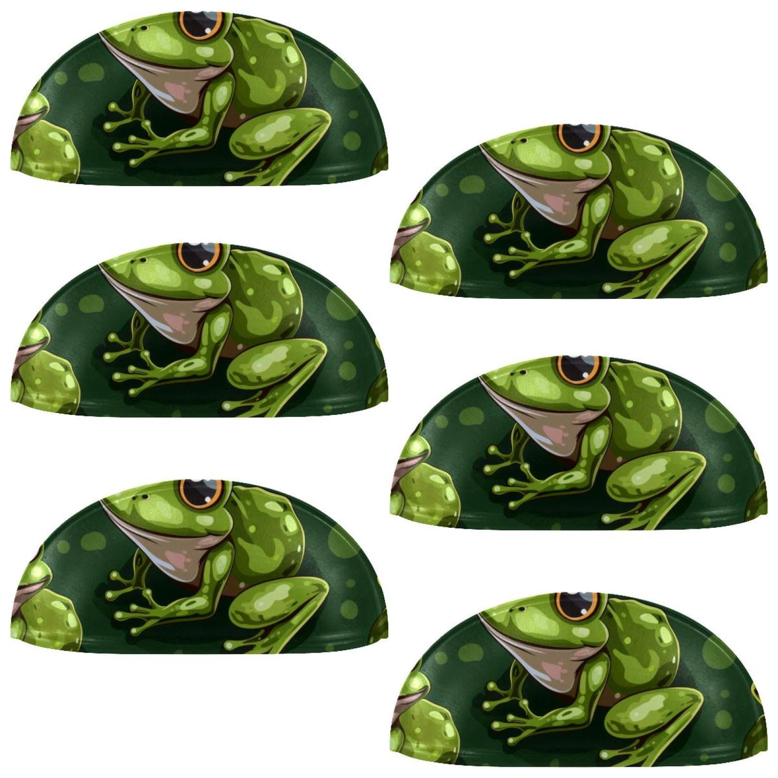 PhooArto 6 Pcs Cup Drawer Pulls, Green Frogs Cute Pattern Shell Shape Handles Cabinet Knobs for Dresser Cupboard Closet Wardrobe with Screws