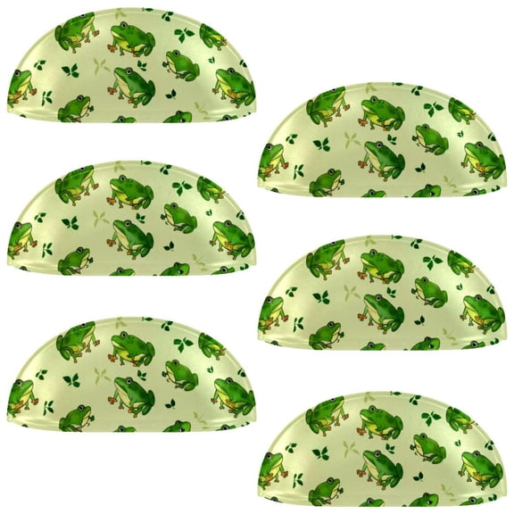 PhooArto 6 Pcs Cup Drawer Pulls, Green Frogs Pattern Shell Shape Handles Cabinet Knobs for Dresser Cupboard Closet Wardrobe with Screws