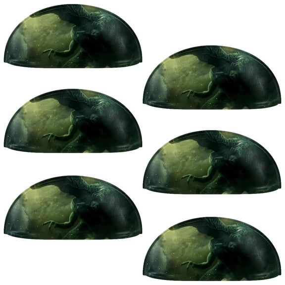 PhooArto 6 Pcs Cup Drawer Pulls, Green Galaxy Dinosaur Shell Shape Handles Cabinet Knobs for Dresser Cupboard Closet Wardrobe with Screws