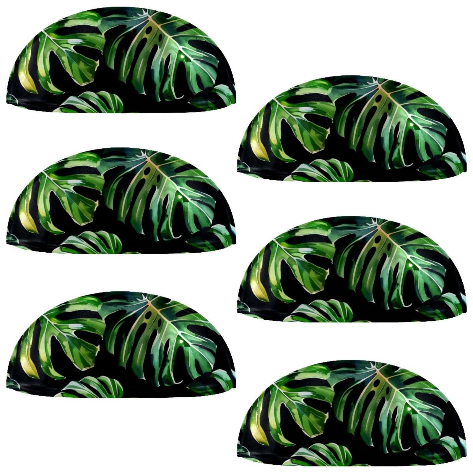 PhooArto 6 Pcs Cup Drawer Pulls, Green Tropical Monstera Leaves Shell Shape Handles Cabinet Knobs for Dresser Cupboard Closet Wardrobe with Screws