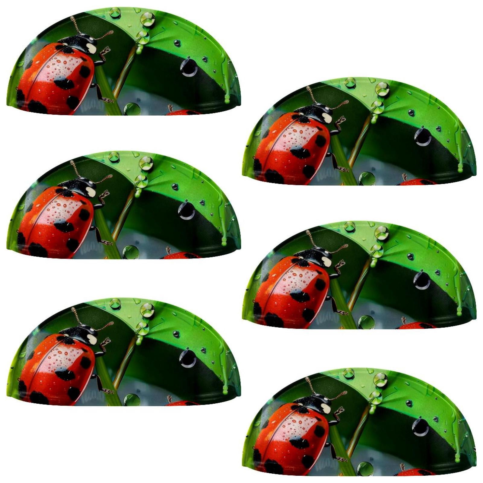 PhooArto 6 Pcs Cup Drawer Pulls, Green Umbrella and Ladybugs Shell Shape Handles Cabinet Knobs for Dresser Cupboard Closet Wardrobe with Screws