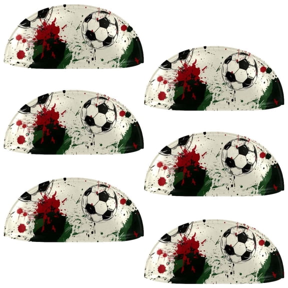 PhooArto 6 Pcs Cup Drawer Pulls, Grunge Splashes Soccer Football Pattern Shell Shape Handles Cabinet Knobs for Dresser Cupboard Closet Wardrobe with Screws