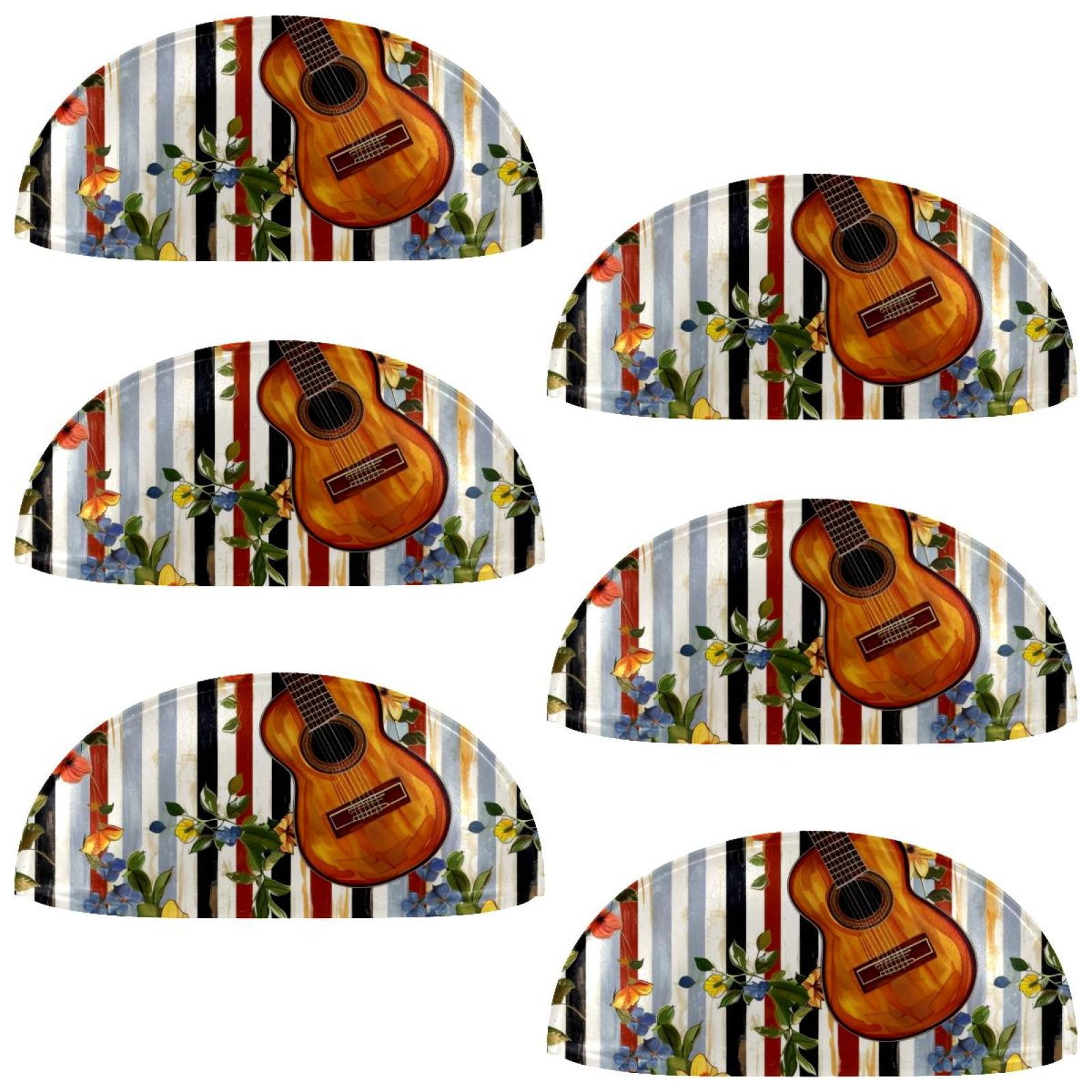 PhooArto 6 Pcs Cup Drawer Pulls, Guitar Flower Stripe Pattern Shell Shape Handles Cabinet Knobs for Dresser Cupboard Closet Wardrobe with Screws