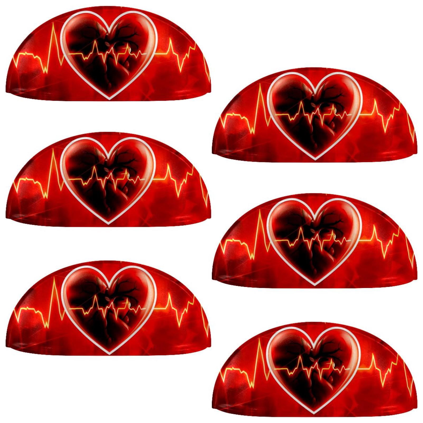 PhooArto 6 Pcs Cup Drawer Pulls, Heartbeat Red Heart Pattern Shell Shape Handles Cabinet Knobs for Dresser Cupboard Closet Wardrobe with Screws