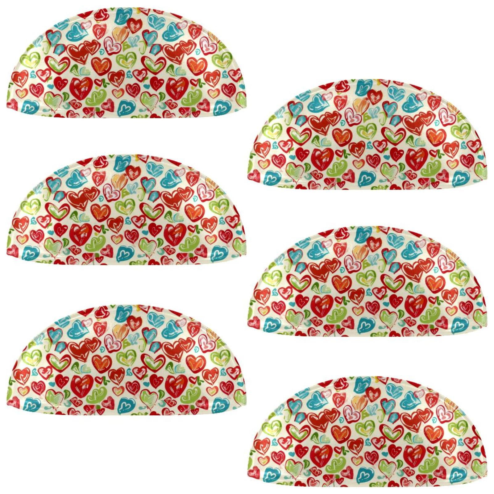PhooArto 6 Pcs Cup Drawer Pulls, Hearts Love Colorful Pattern Shell Shape Handles Cabinet Knobs for Dresser Cupboard Closet Wardrobe with Screws
