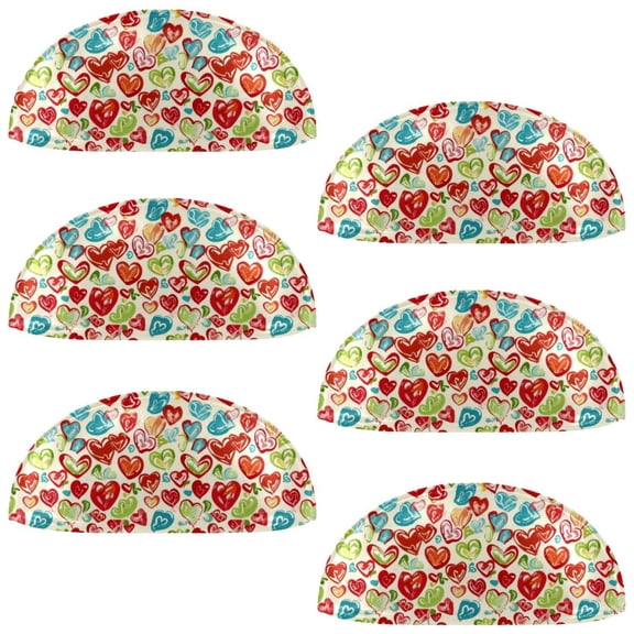 PhooArto 6 Pcs Cup Drawer Pulls, Hearts Love Colorful Pattern Shell Shape Handles Cabinet Knobs for Dresser Cupboard Closet Wardrobe with Screws