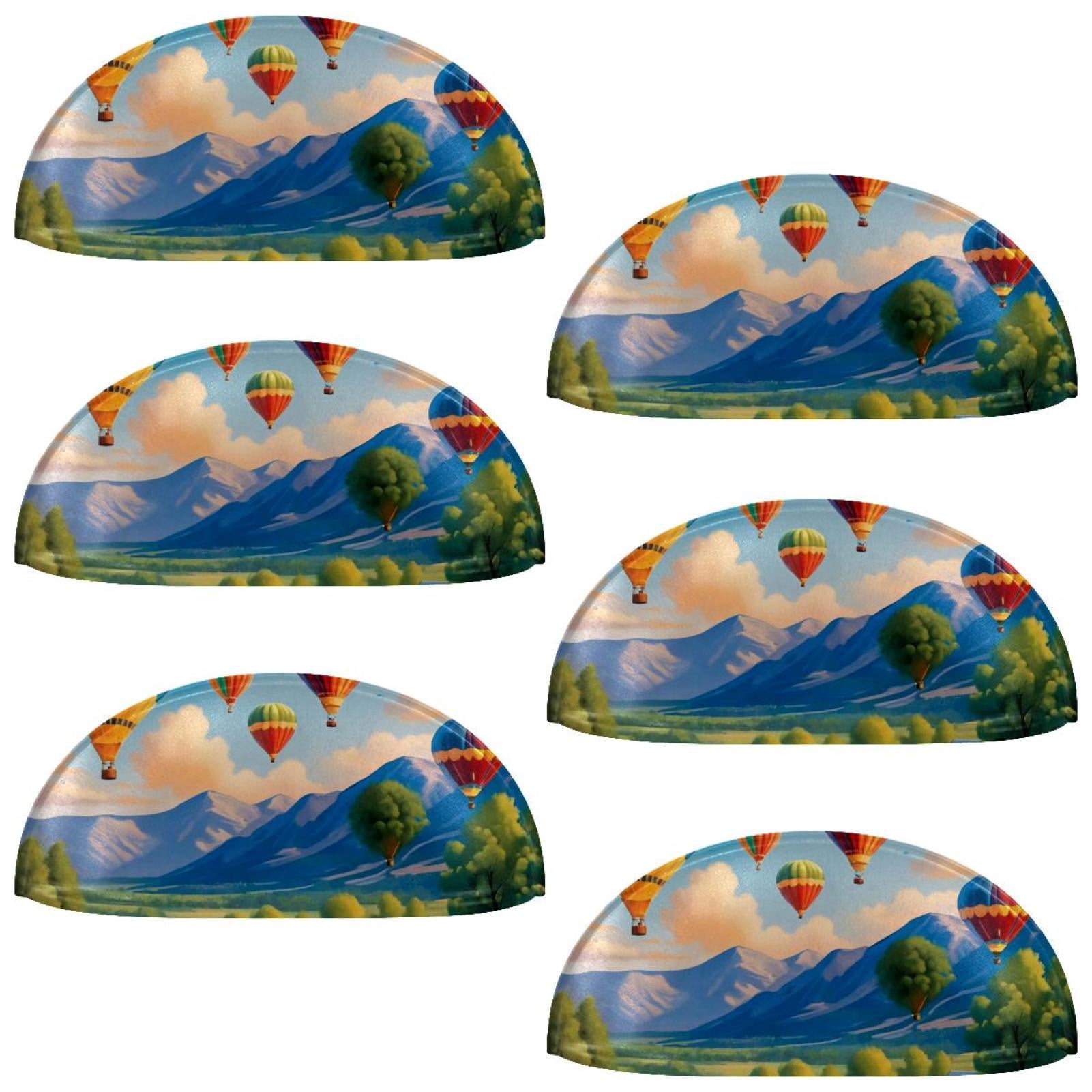 PhooArto 6 Pcs Cup Drawer Pulls, Hot Air Balloons Color Pattern Shell Shape Handles Cabinet Knobs for Dresser Cupboard Closet Wardrobe with Screws