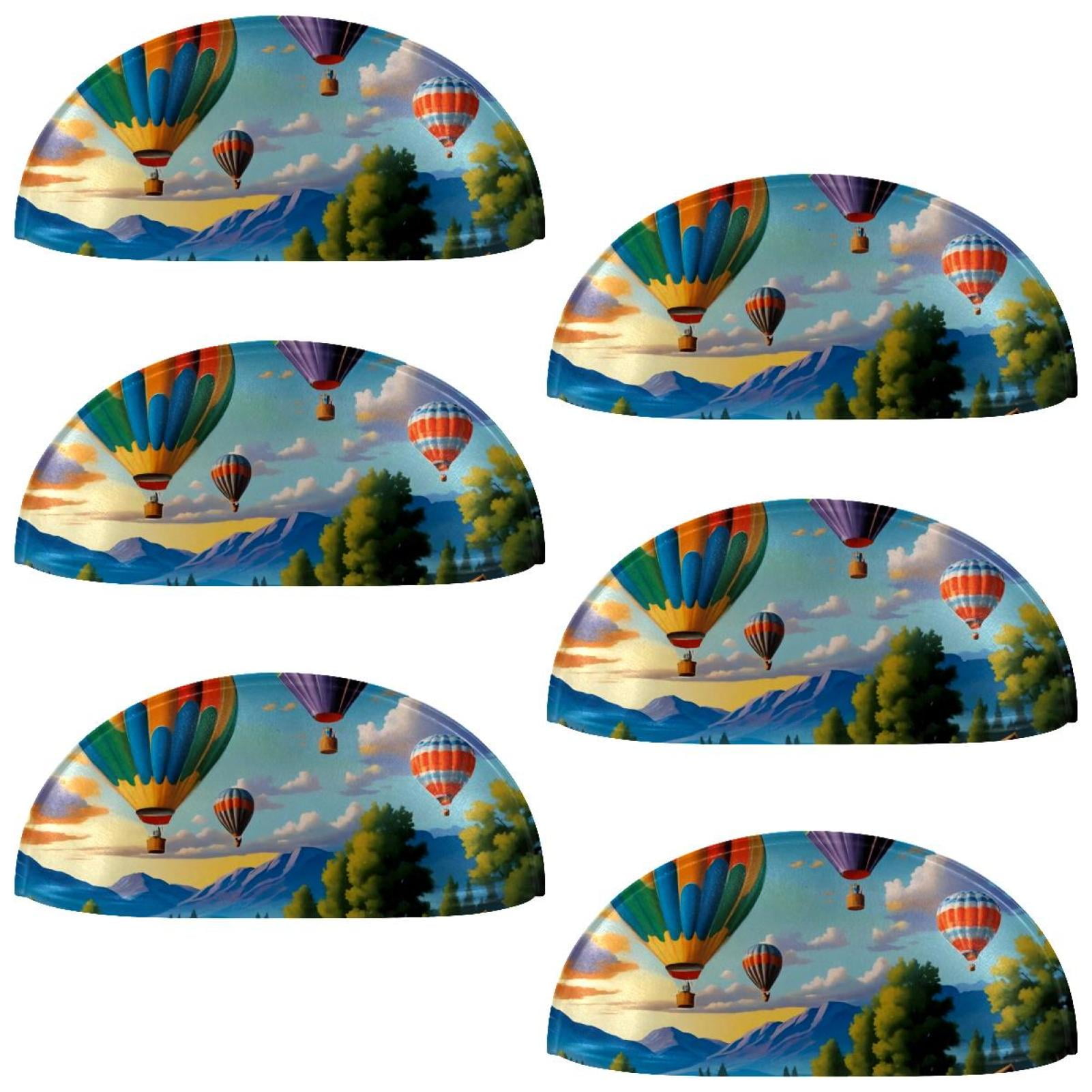 PhooArto 6 Pcs Cup Drawer Pulls, Hot Air Balloons Landscape Shell Shape Handles Cabinet Knobs for Dresser Cupboard Closet Wardrobe with Screws