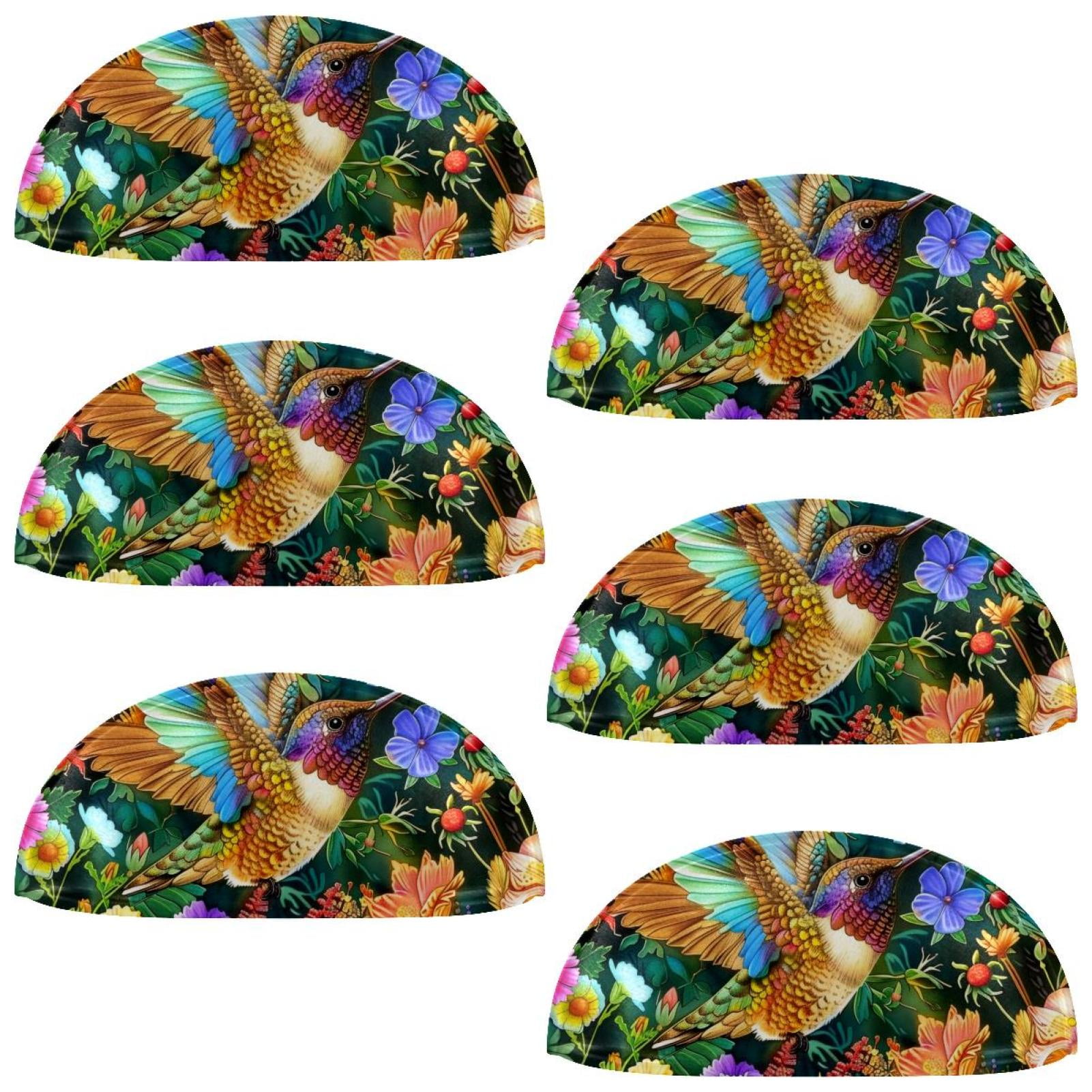 PhooArto 6 Pcs Cup Drawer Pulls, Hummingbird Floral Colored Pattern Shell Shape Handles Cabinet Knobs for Dresser Cupboard Closet Wardrobe with Screws