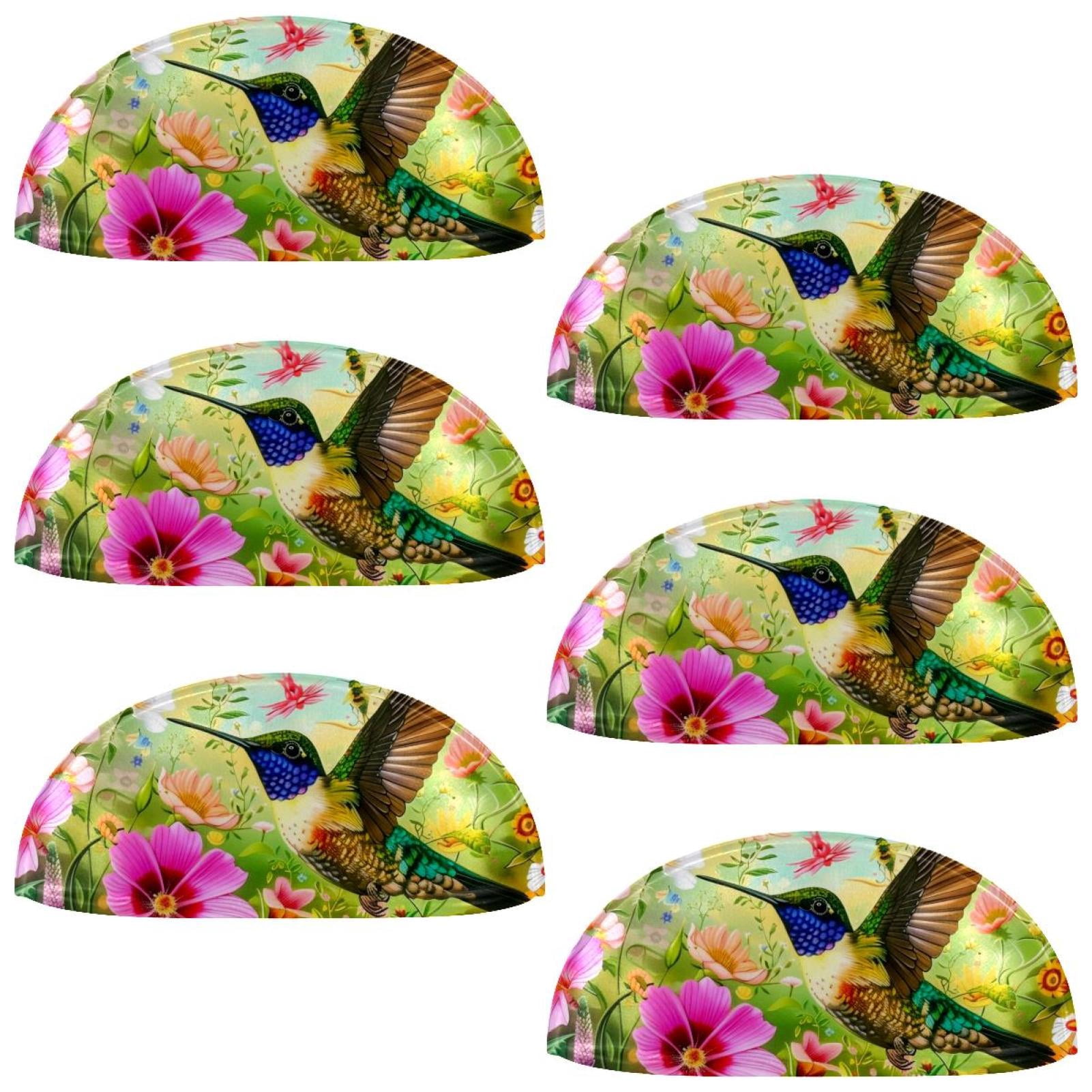 PhooArto 6 Pcs Cup Drawer Pulls, Hummingbird Floral Painting Shell Shape Handles Cabinet Knobs for Dresser Cupboard Closet Wardrobe with Screws