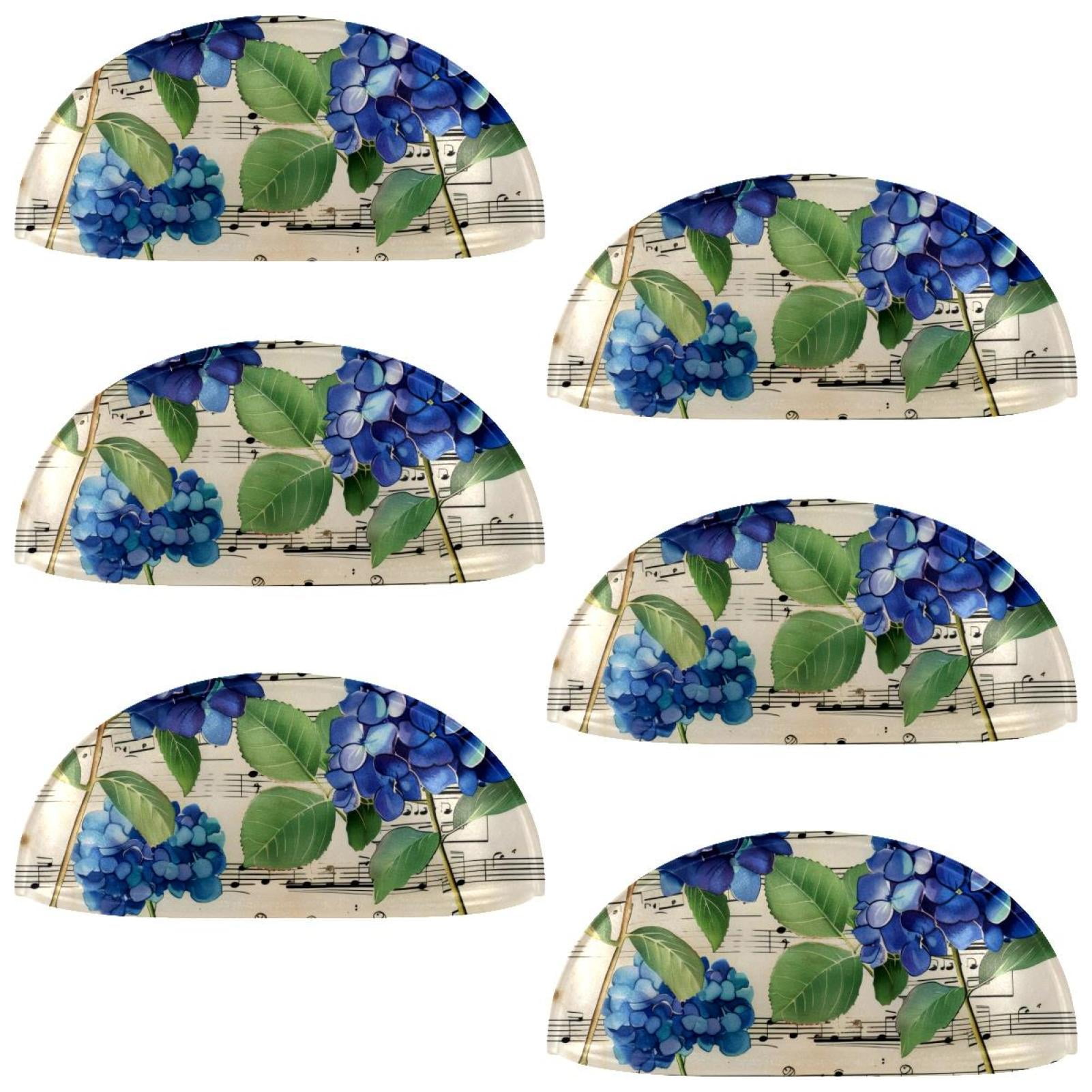 PhooArto 6 Pcs Cup Drawer Pulls, Hydrangeas Flowers Music Notes Shell Shape Handles Cabinet Knobs for Dresser Cupboard Closet Wardrobe with Screws