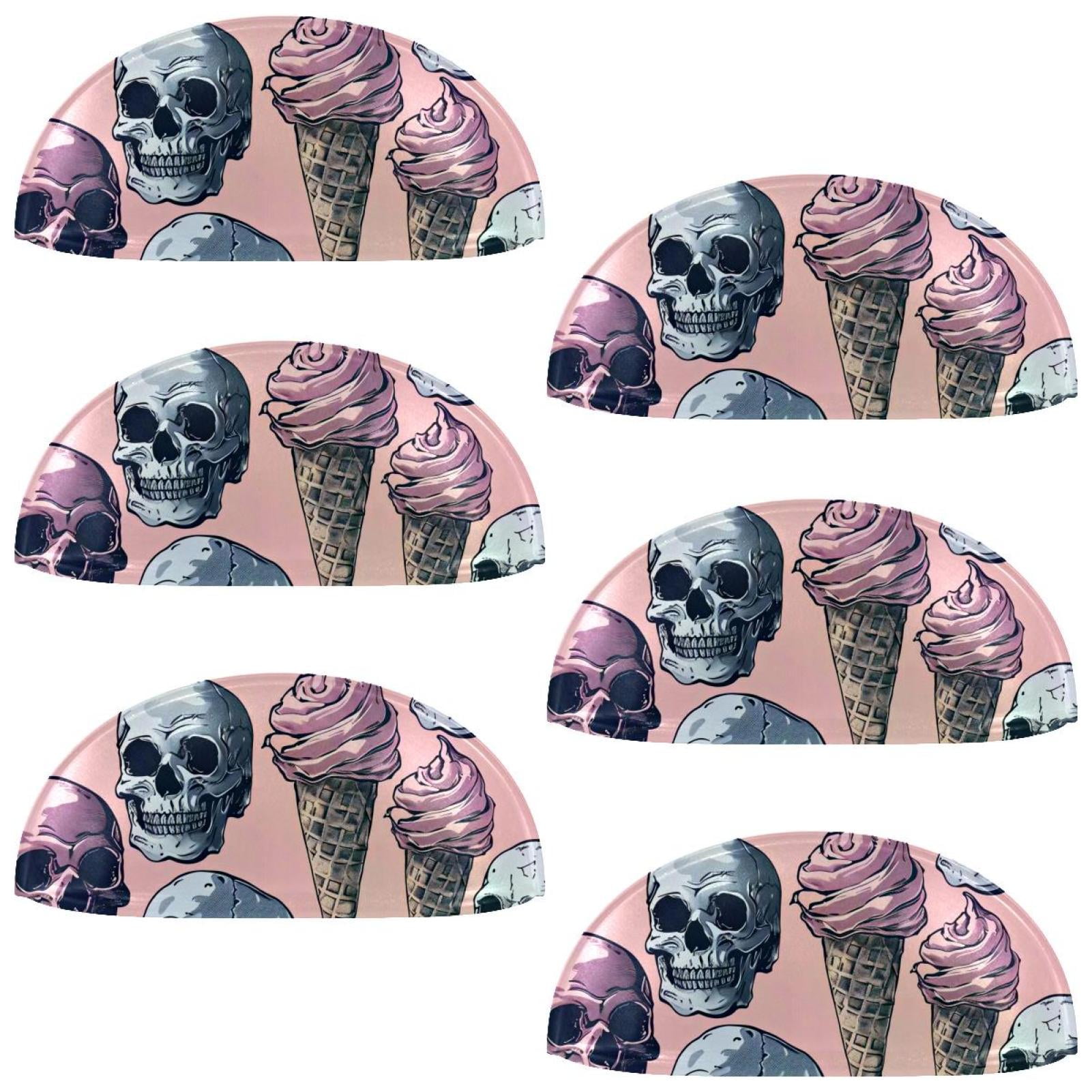 PhooArto 6 Pcs Cup Drawer Pulls, Ice Cream Skull Pattern Shell Shape Handles Cabinet Knobs for Dresser Cupboard Closet Wardrobe with Screws