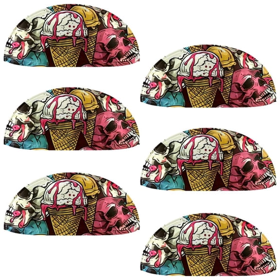PhooArto 6 Pcs Cup Drawer Pulls, Ice Cream Skulls Pattern Shell Shape Handles Cabinet Knobs for Dresser Cupboard Closet Wardrobe with Screws