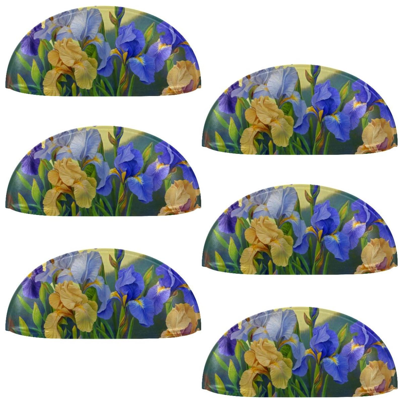 PhooArto 6 Pcs Cup Drawer Pulls, Iris Purple Painting Shell Shape Handles Cabinet Knobs for Dresser Cupboard Closet Wardrobe with Screws