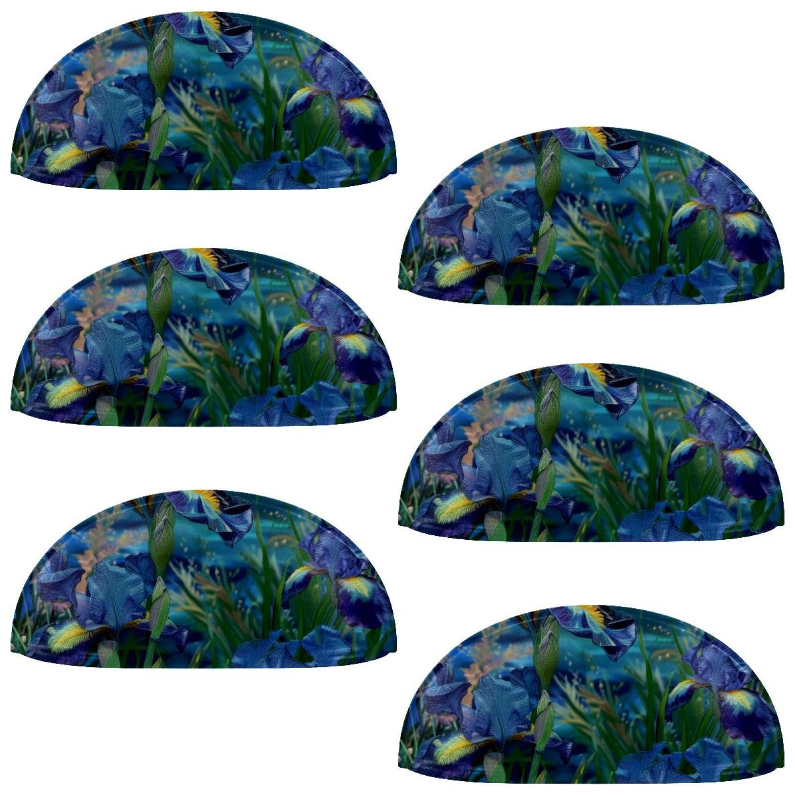 PhooArto 6 Pcs Cup Drawer Pulls, Irises Floral at Night Shell Shape Handles Cabinet Knobs for Dresser Cupboard Closet Wardrobe with Screws