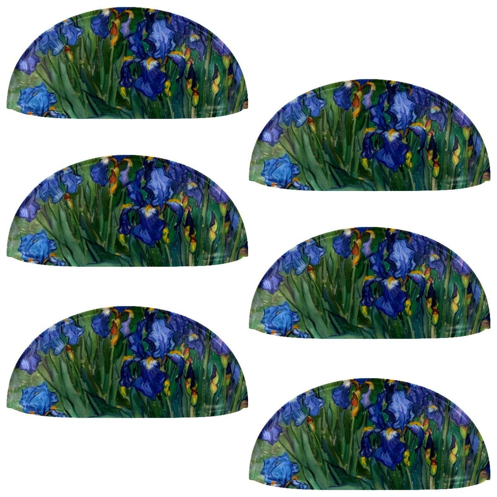 PhooArto 6 Pcs Cup Drawer Pulls, Irises Watercolor Painting Shell Shape Handles Cabinet Knobs for Dresser Cupboard Closet Wardrobe with Screws