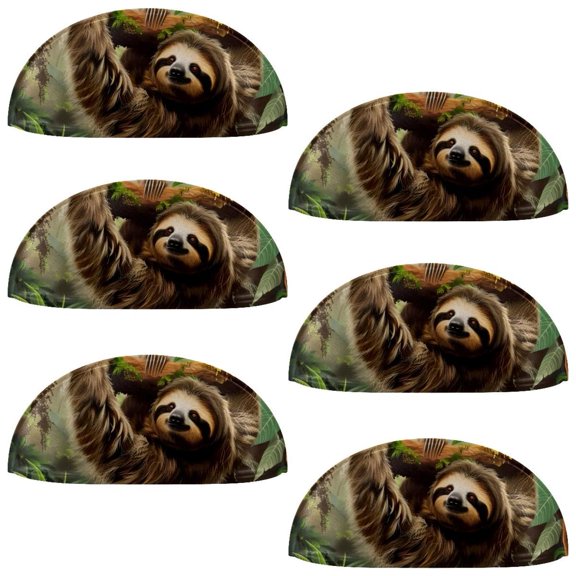 PhooArto 6 Pcs Cup Drawer Pulls, Jungle Rainforest Sloth Shell Shape Handles Cabinet Knobs for Dresser Cupboard Closet Wardrobe with Screws