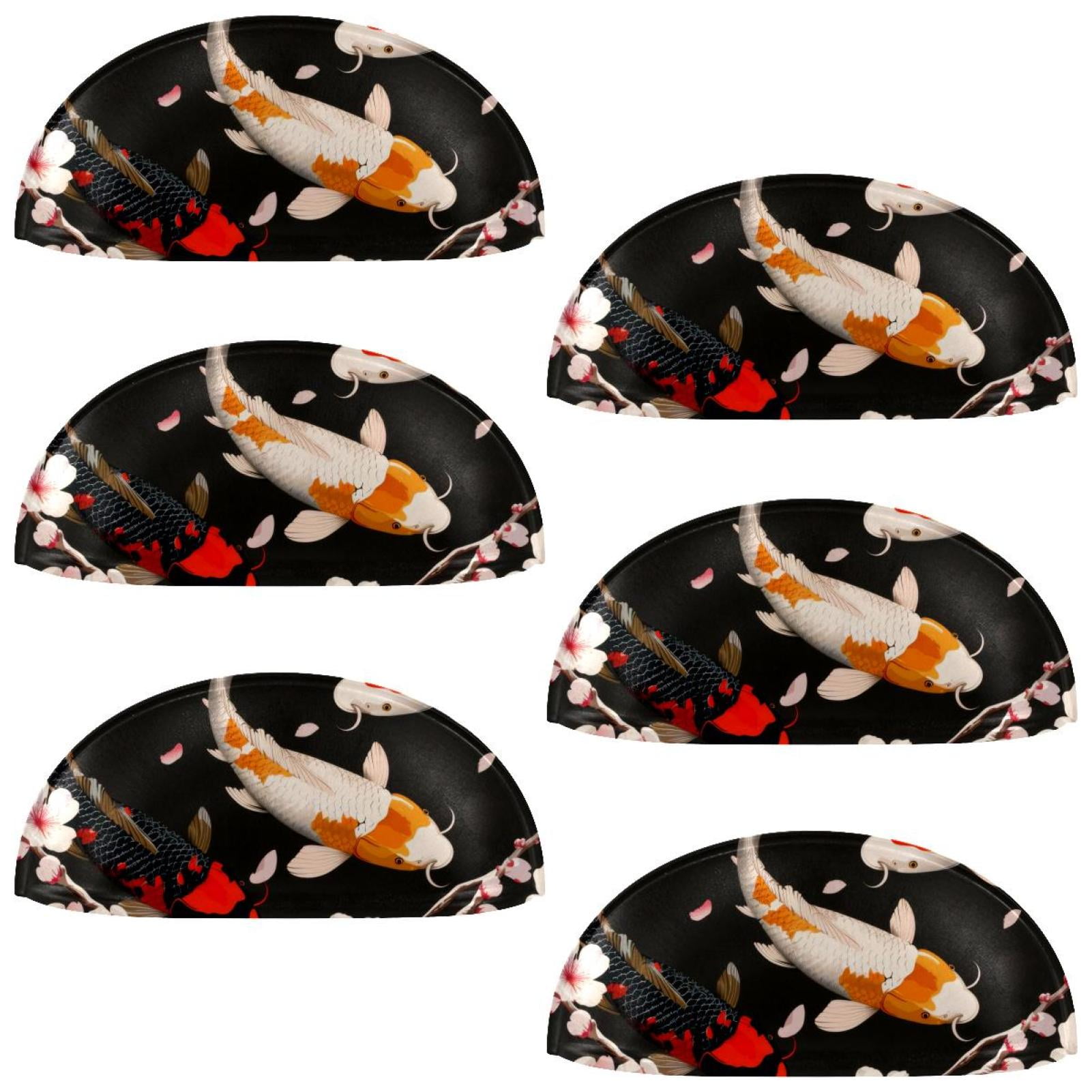 PhooArto 6 Pcs Cup Drawer Pulls, Koi Fish Cherry Flower Shell Shape Handles Cabinet Knobs for Dresser Cupboard Closet Wardrobe with Screws