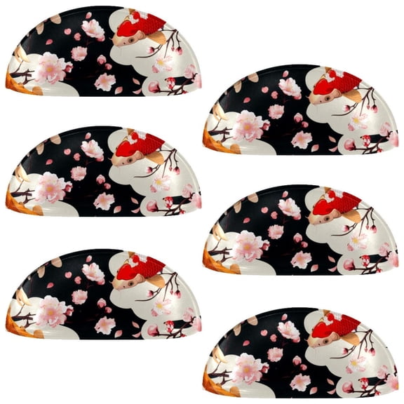PhooArto 6 Pcs Cup Drawer Pulls, Koi Fish Pink Cherry Flower Shell Shape Handles Cabinet Knobs for Dresser Cupboard Closet Wardrobe with Screws