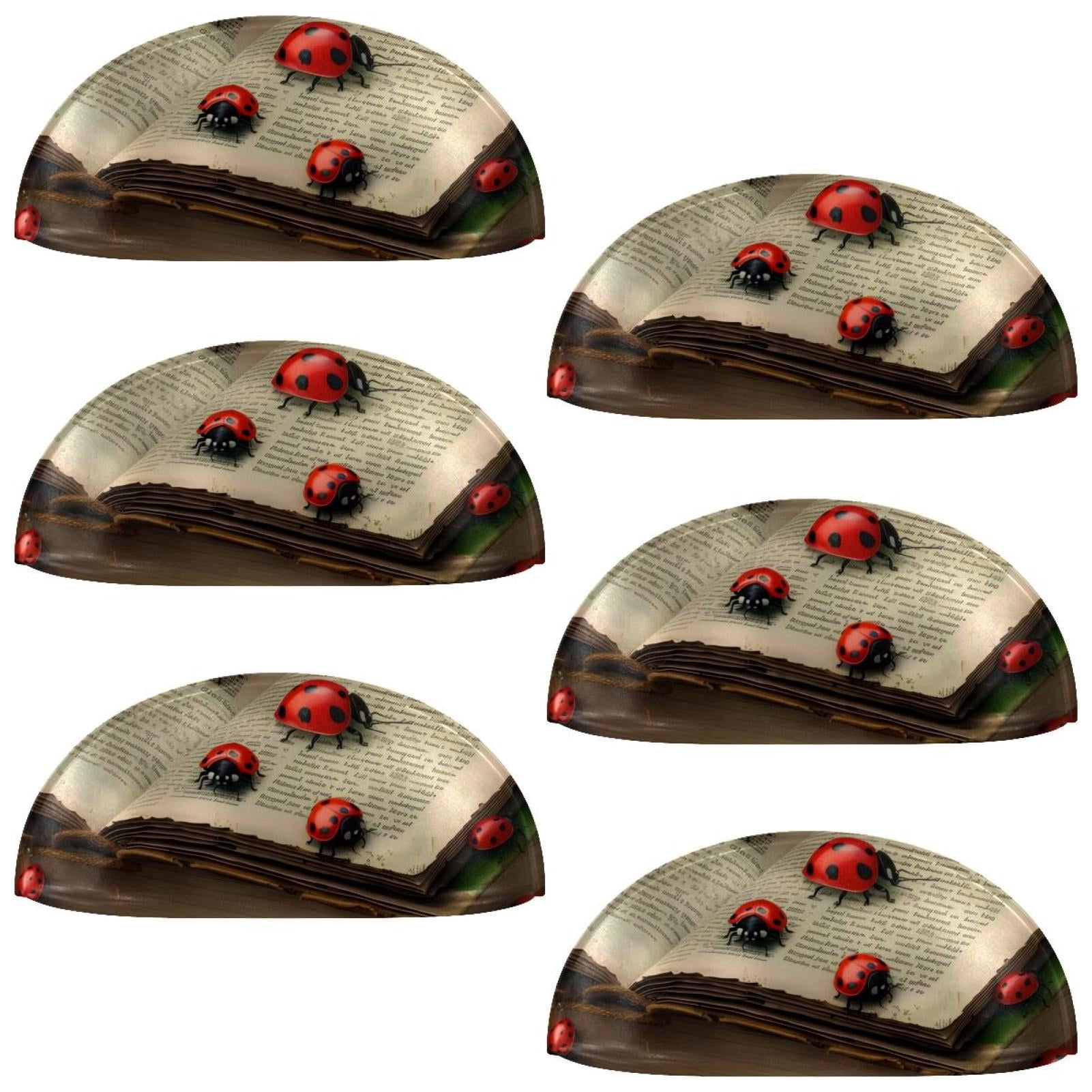 PhooArto 6 Pcs Cup Drawer Pulls, Ladybugs Antique Book Shell Shape Handles Cabinet Knobs for Dresser Cupboard Closet Wardrobe with Screws