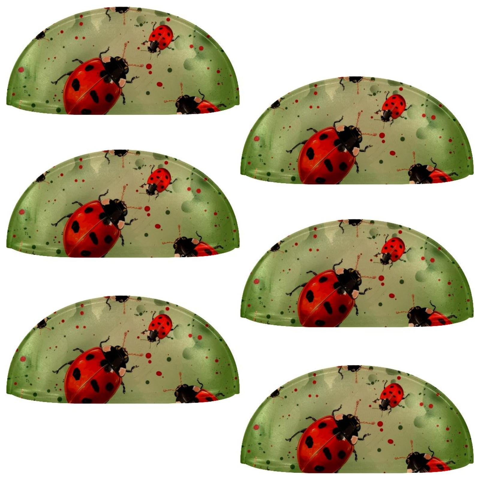 PhooArto 6 Pcs Cup Drawer Pulls, Ladybugs Art Pattern Shell Shape Handles Cabinet Knobs for Dresser Cupboard Closet Wardrobe with Screws