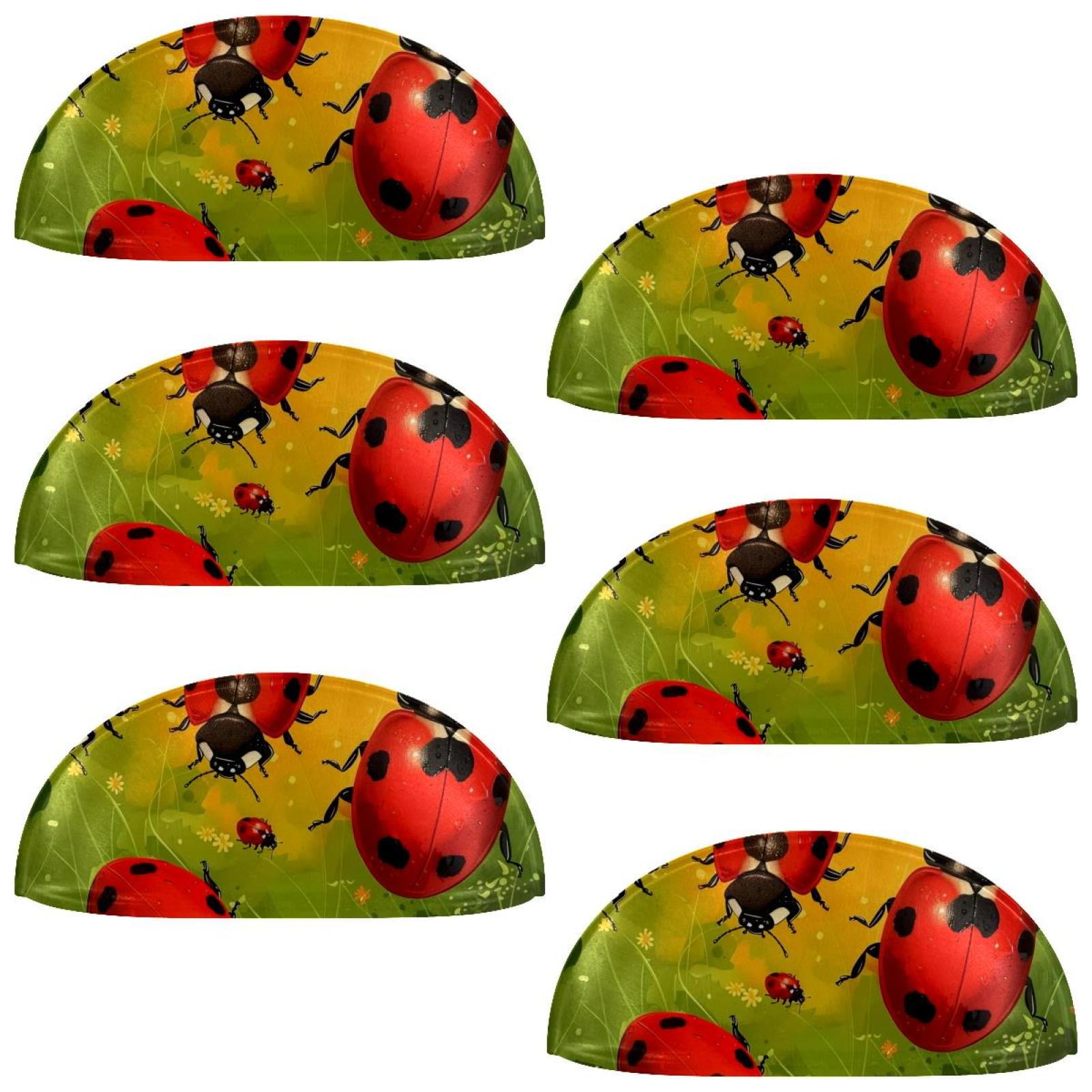 PhooArto 6 Pcs Cup Drawer Pulls, Ladybugs Green Leaf Shell Shape Handles Cabinet Knobs for Dresser Cupboard Closet Wardrobe with Screws