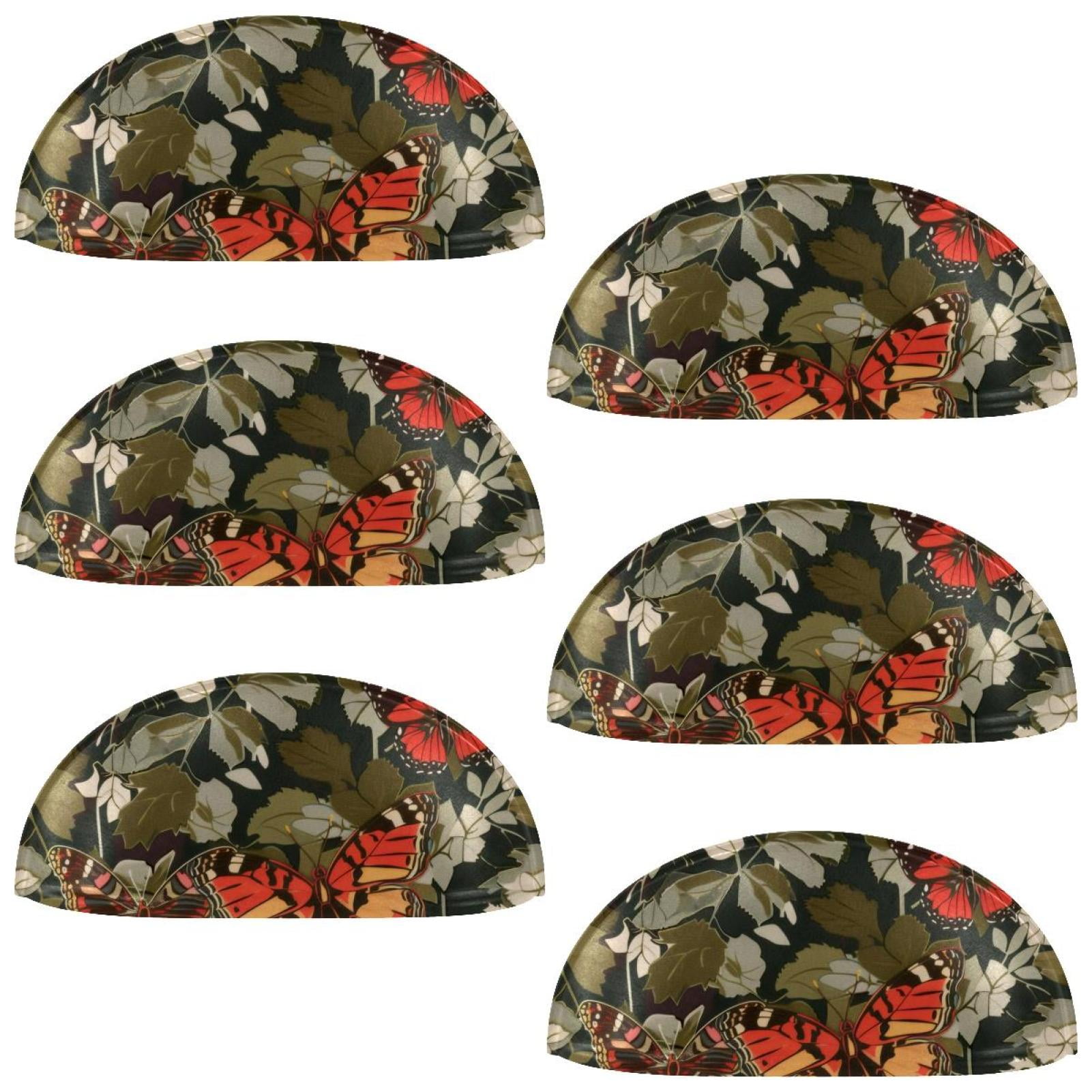 PhooArto 6 Pcs Cup Drawer Pulls, Leaves Butterflies Pattern Shell Shape Handles Cabinet Knobs for Dresser Cupboard Closet Wardrobe with Screws